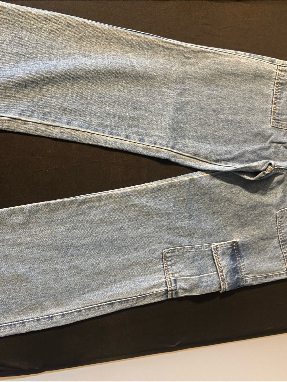 Forever 21 Light Wash Wide Leg Utility Jeans